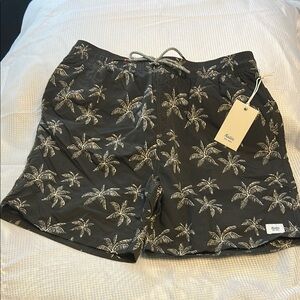 Katin Palm Print Hybrid Shorts - Black and White